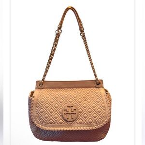 Tory Burch Quilted Leather Marion Shoulder Bag in Blush